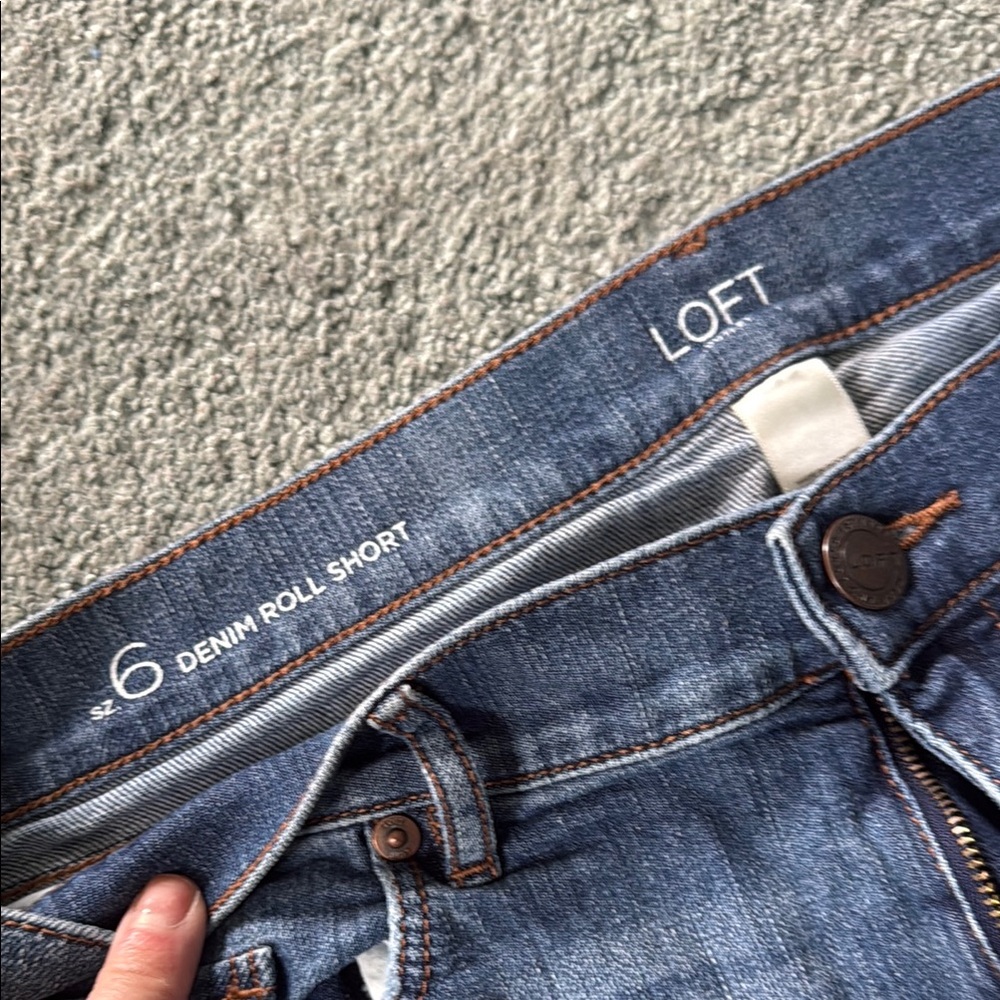 LOFT Blue Denim Roll Shorts